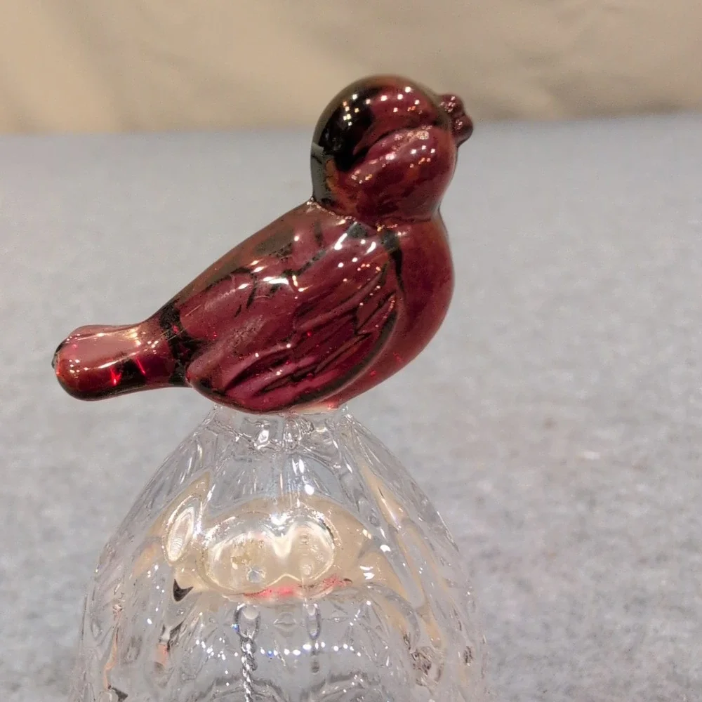 Amaris by Nachtmann Crystal Dinner Bell Ruby Red Bird Topper Germany Glass - Picture 2 of 6